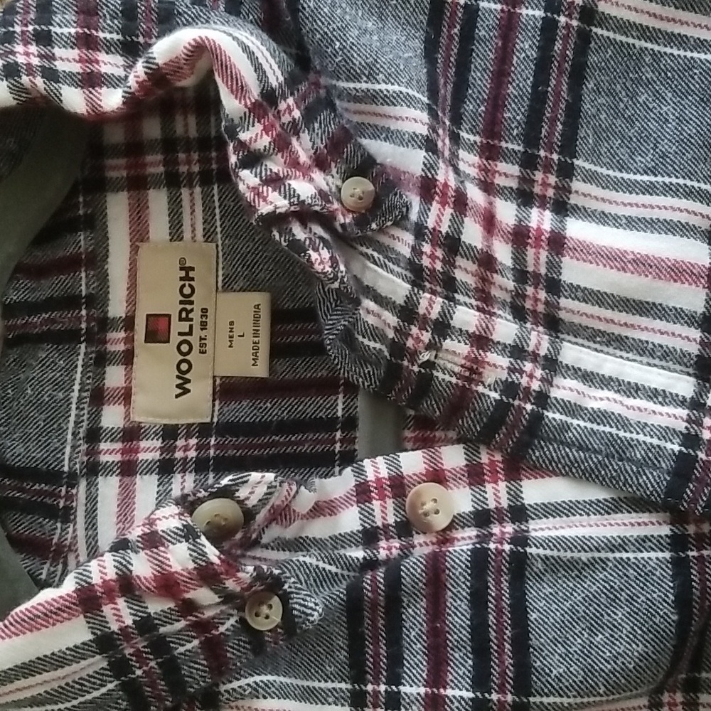 Woolrich Men's Plaid Shirt - Black, White, Red